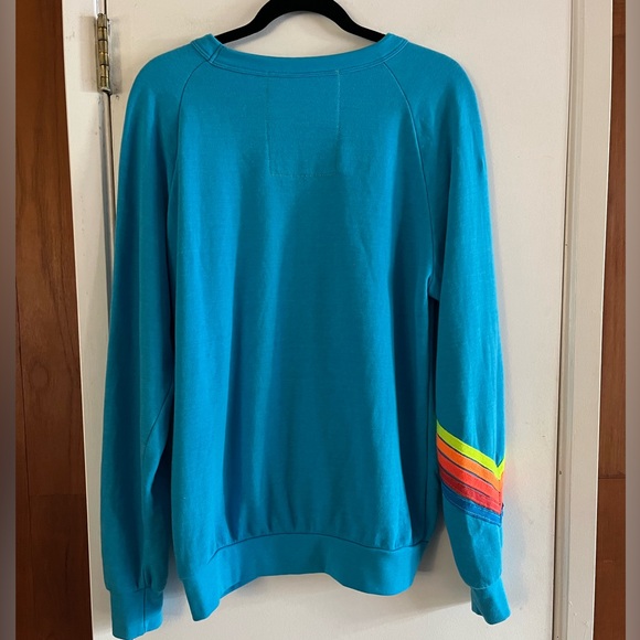 Aviator Nation Neon Pink Bolt Blue Pullover - Picture 2 of 5